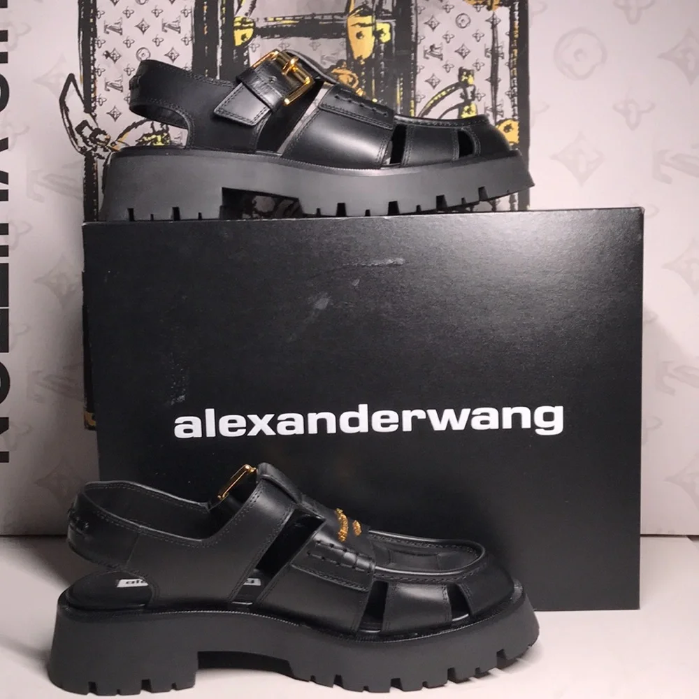 New Authentic Alexander Wang Carter Cage Sandals – Sleek Black Design